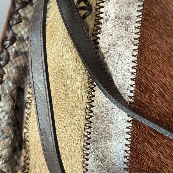 Vintage MALI PARMI 1992 Edition Mixed Leather Skin Pony Hair Suede Handbag - Picture 5 of 12